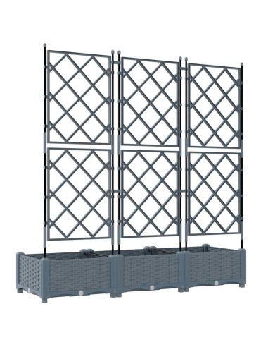 Градинска саксия с решетка 3 pcs Светлосиво 120 x 40 x 125.5 см