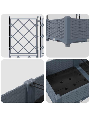Градинска саксия с решетка 3 pcs Светлосиво 120 x 40 x 125.5 см