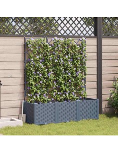 Градинска саксия с решетка 3 pcs Светлосиво 120 x 40 x 143 см