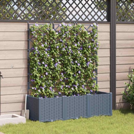 Градинска саксия с решетка 3 pcs Светлосиво 120 x 40 x 143 см