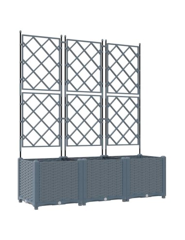 Градинска саксия с решетка 3 pcs Светлосиво 120 x 40 x 143 см
