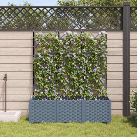 Градинска саксия с решетка 3 pcs Светлосиво 120 x 40 x 143 см