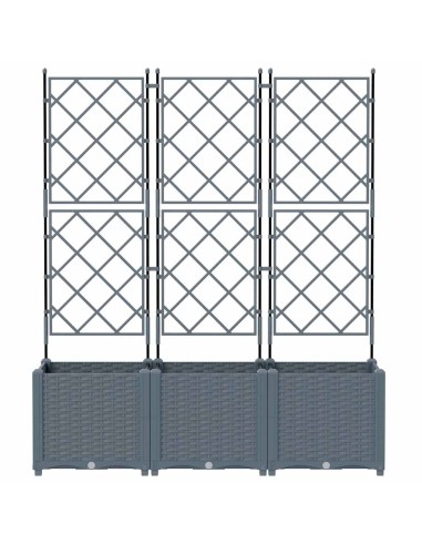 Градинска саксия с решетка 3 pcs Светлосиво 120 x 40 x 143 см