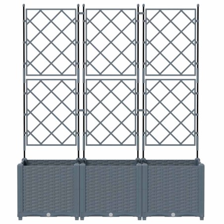 Градинска саксия с решетка 3 pcs Светлосиво 120 x 40 x 143 см