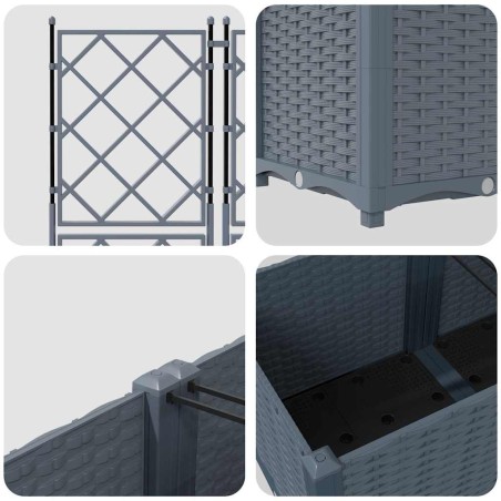 Градинска саксия с решетка 3 pcs Светлосиво 120 x 40 x 143 см