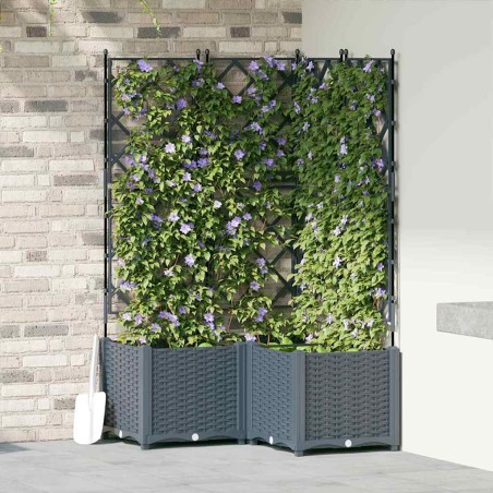 Градинска саксия с решетка 3 pcs Светлосиво 80 x 80 x 143 см ПП