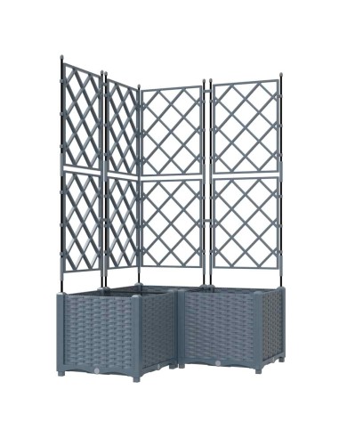 Градинска саксия с решетка 3 pcs Светлосиво 80 x 80 x 143 см ПП