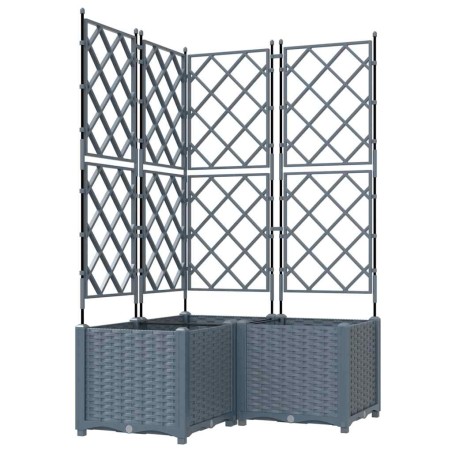 Градинска саксия с решетка 3 pcs Светлосиво 80 x 80 x 143 см ПП