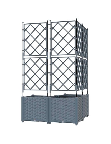 Градинска саксия с решетка 3 pcs Светлосиво 80 x 80 x 143 см ПП