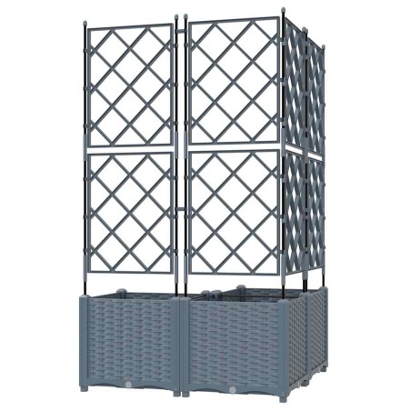 Градинска саксия с решетка 3 pcs Светлосиво 80 x 80 x 143 см ПП
