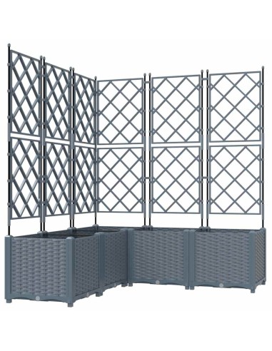 Градинска саксия с решетка 5 pcs Светлосиво 120 x 120 x 143 см