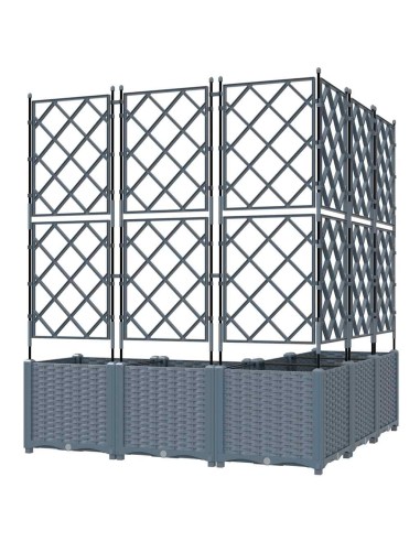 Градинска саксия с решетка 5 pcs Светлосиво 120 x 120 x 143 см