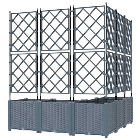 Градинска саксия с решетка 5 pcs Светлосиво 120 x 120 x 143 см