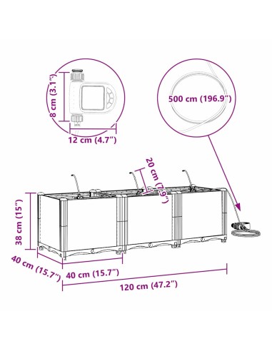 Градински саксии Светлосиво 120 x 40 x 37.5 см Стомана