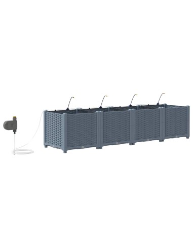 Градински саксии Светлосиво 160 x 40 x 37.5 см Стомана