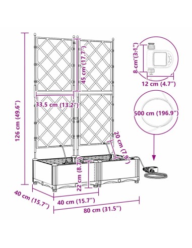 Градински саксии Светлосиво 80 x 40 x 126 см Стомана