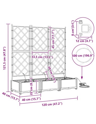 Градински саксии Светлосиво 120 x 40 x 126 см Стомана