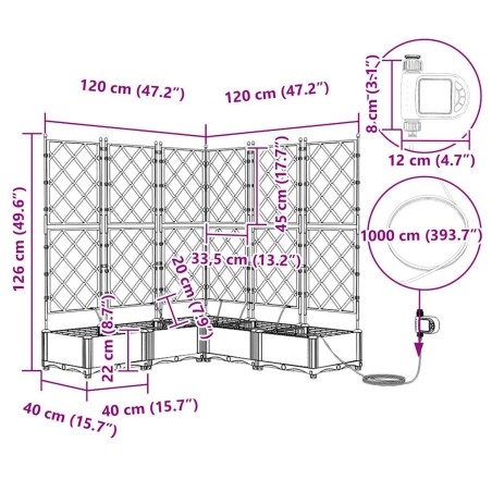 Градински саксии Светлосиво 120 x 120 x 126 см Стомана