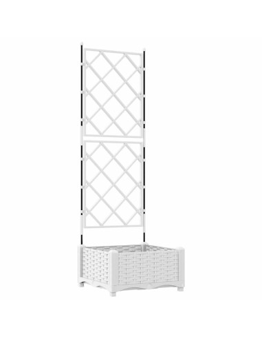 Градинска саксия с решетка Бяло 40 x 40 x 125.5 см ПП