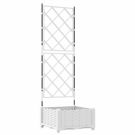 Градинска саксия с решетка Бяло 40 x 40 x 125.5 см ПП