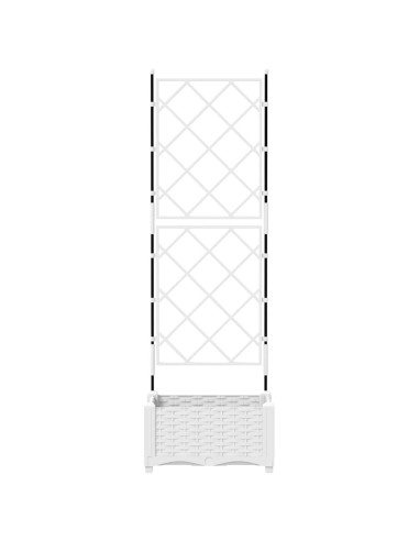 Градинска саксия с решетка Бяло 40 x 40 x 125.5 см ПП