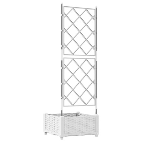 Градинска саксия с решетка Бяло 40 x 40 x 125.5 см ПП
