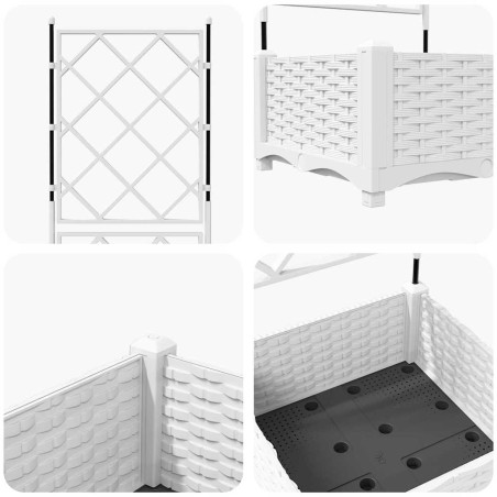 Градинска саксия с решетка Бяло 40 x 40 x 125.5 см ПП