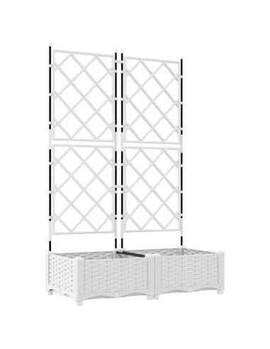 Градинска саксия с решетка Бяло 80 x 40 x 125.5 см ПП