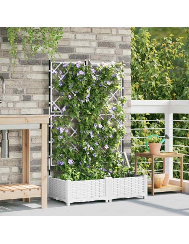 Градинска саксия с решетка Бяло 80 x 40 x 125.5 см ПП