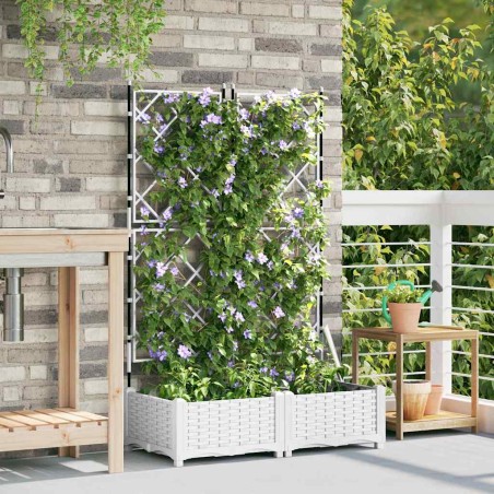Градинска саксия с решетка Бяло 80 x 40 x 125.5 см ПП