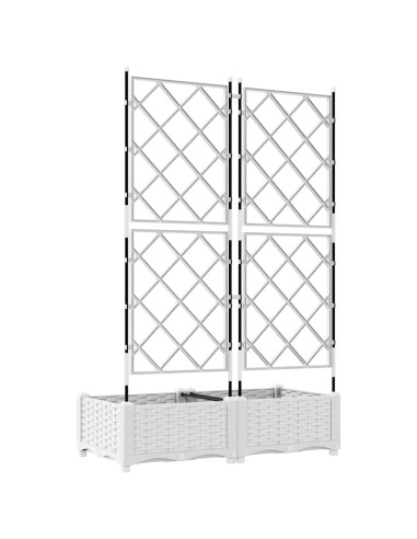 Градинска саксия с решетка Бяло 80 x 40 x 125.5 см ПП
