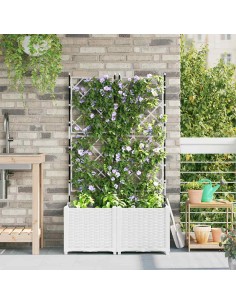 Градинска саксия с решетка 2 pcs Бяло 80 x 40 x 143 см ПП