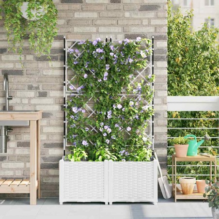 Градинска саксия с решетка 2 pcs Бяло 80 x 40 x 143 см ПП