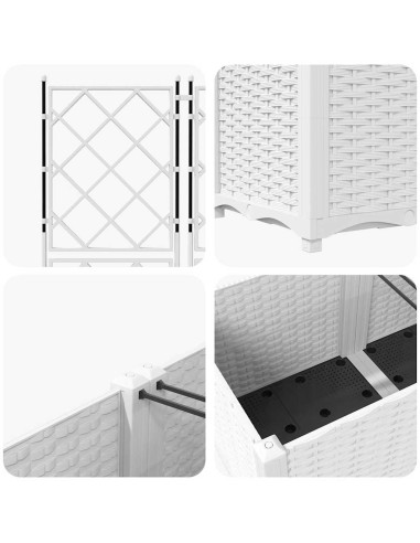 Градинска саксия с решетка 2 pcs Бяло 80 x 40 x 143 см ПП