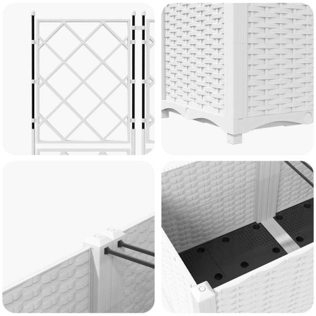 Градинска саксия с решетка 2 pcs Бяло 80 x 40 x 143 см ПП