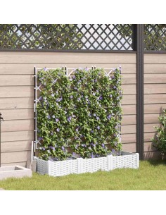 Градинска саксия с решетка 3 pcs Бяло 120 x 40 x 125.5 см ПП
