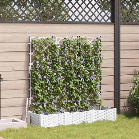 Градинска саксия с решетка 3 pcs Бяло 120 x 40 x 125.5 см ПП