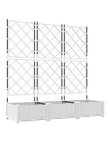 Градинска саксия с решетка 3 pcs Бяло 120 x 40 x 125.5 см ПП