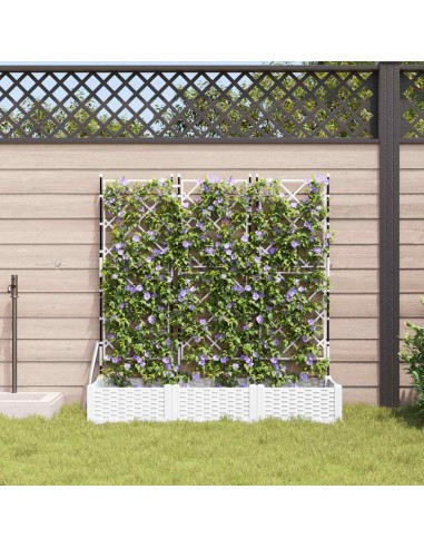 Градинска саксия с решетка 3 pcs Бяло 120 x 40 x 125.5 см ПП