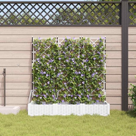 Градинска саксия с решетка 3 pcs Бяло 120 x 40 x 125.5 см ПП