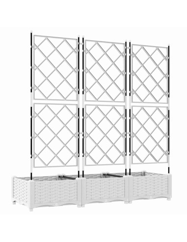 Градинска саксия с решетка 3 pcs Бяло 120 x 40 x 125.5 см ПП