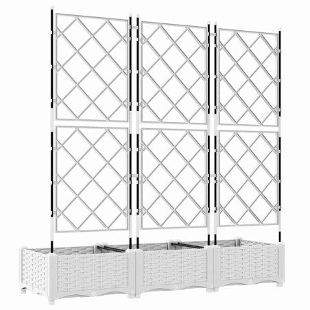 Градинска саксия с решетка 3 pcs Бяло 120 x 40 x 125.5 см ПП