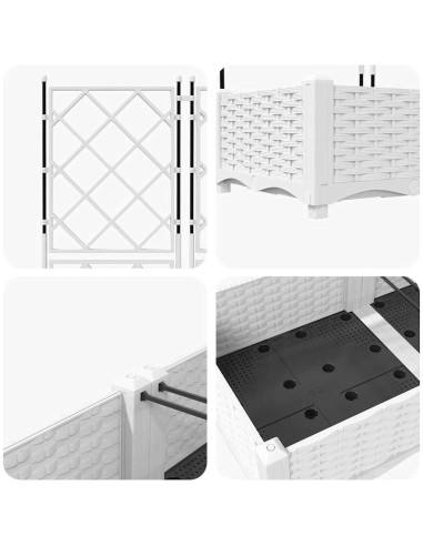 Градинска саксия с решетка 3 pcs Бяло 120 x 40 x 125.5 см ПП