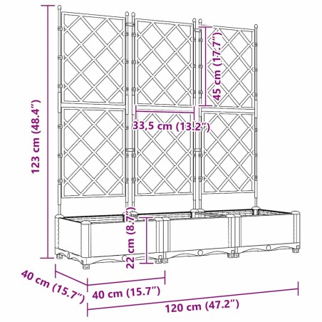 Градинска саксия с решетка 3 pcs Бяло 120 x 40 x 125.5 см ПП