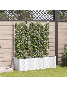 Градинска саксия с решетка 3 pcs Бяло 120 x 40 x 143 см ПП