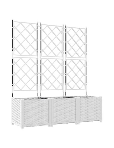 Градинска саксия с решетка 3 pcs Бяло 120 x 40 x 143 см ПП