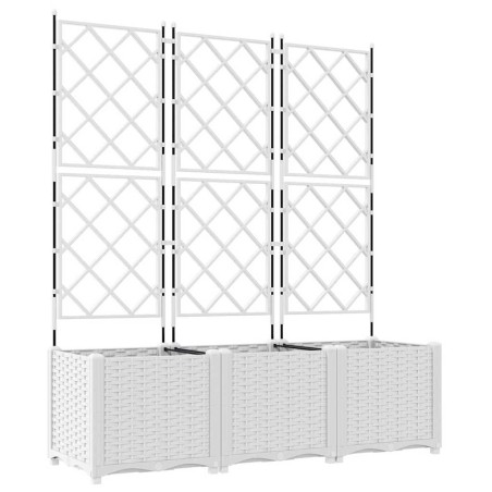 Градинска саксия с решетка 3 pcs Бяло 120 x 40 x 143 см ПП
