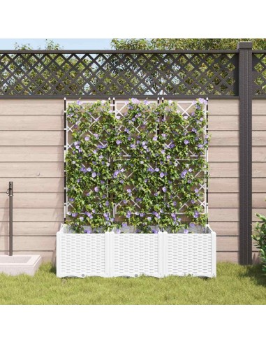 Градинска саксия с решетка 3 pcs Бяло 120 x 40 x 143 см ПП