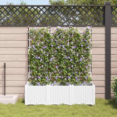 Градинска саксия с решетка 3 pcs Бяло 120 x 40 x 143 см ПП