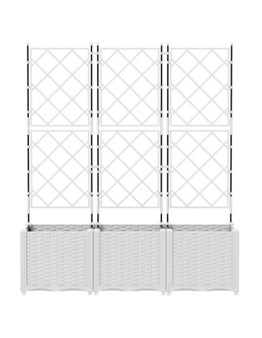 Градинска саксия с решетка 3 pcs Бяло 120 x 40 x 143 см ПП